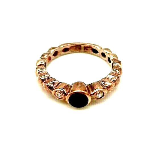 Vintage Signed ND Faux Onyx Sterling Silver 925 US Size 7.25 Stacking Ring